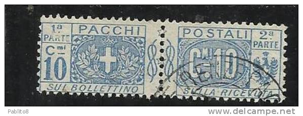 ITALY KINGDOM ITALIA REGNO 1914 - 1922 PACCHI POSTALI NODO DI SAVOIA CENT. 10 USATO USED - Colis-postaux