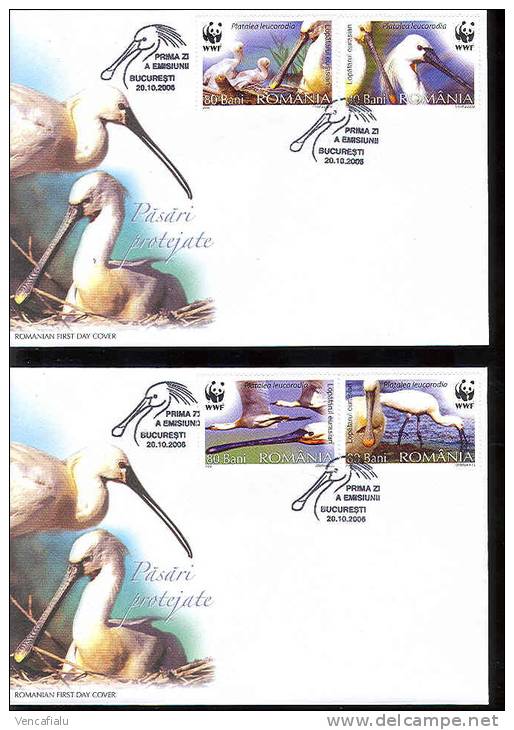 Romania 2006 -  WWF, Birds, Set Of 2 Local (national) FDC´s - FDC