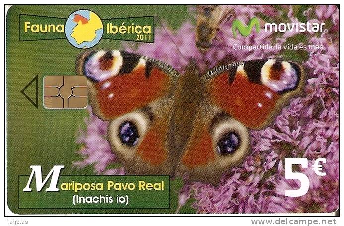 ¡NOVEDAD! TARJETA DE ESPAÑA DE UNA MARIPOSA PAVO REAL (BUTTERFLY) - Emissioni Di Base