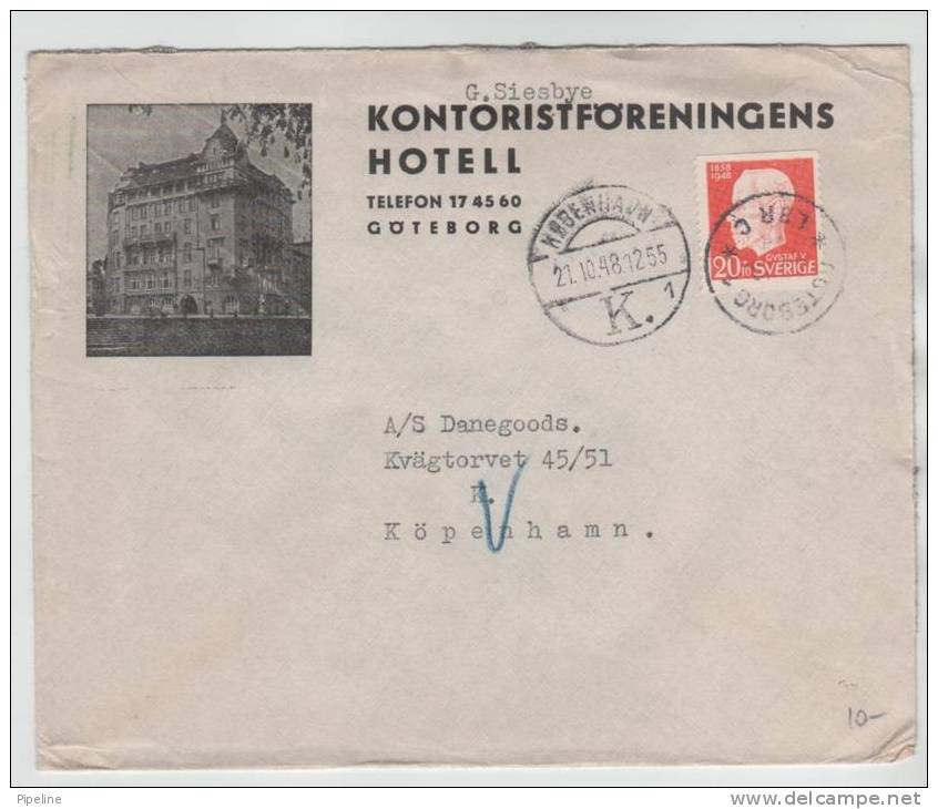Sweden Cover Sent To Denmark Göteborg 20-10-1948 - Lettres & Documents