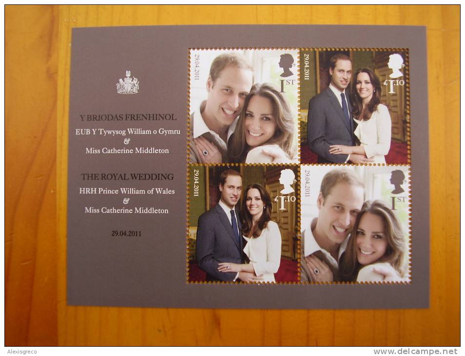 GB  ROYAL WEDDING  WILLIAM To CATHERINE  MINISHEET FOUR VALUES. - Blocs-feuillets