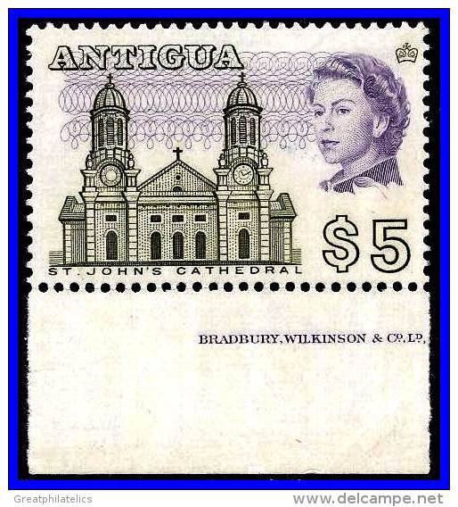 ANTIGUA 1969 QEII RE-PRINT  $5 Perf 13-1/2 SC#182a  MNH CV$30- (D0126) - 1960-1981 Ministerial Government