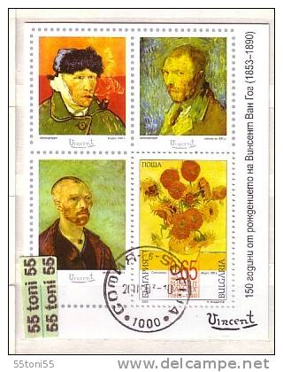 2003 Art  VINCENT Van GOGH S/S – Used/oblitere (O)  BULGARIA / BULGARIE - Blocks & Sheetlets