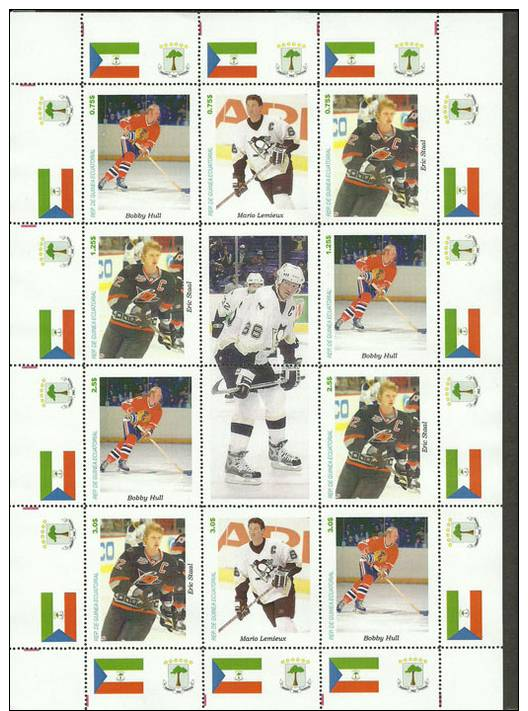 THE BEST IN THE WORLD HOCKEY PLAYERS   -	1 SHEET – 8  DIFFERENT STAMPS + 4 TABS CINDERELLA     Limited Edition - Hockey (Ice)