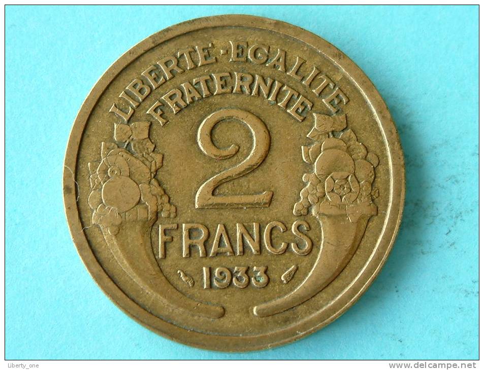 1933 - 2 Franc / KM 886 ( Uncleaned - For Grade, Please See Photo ) ! - Autres & Non Classés