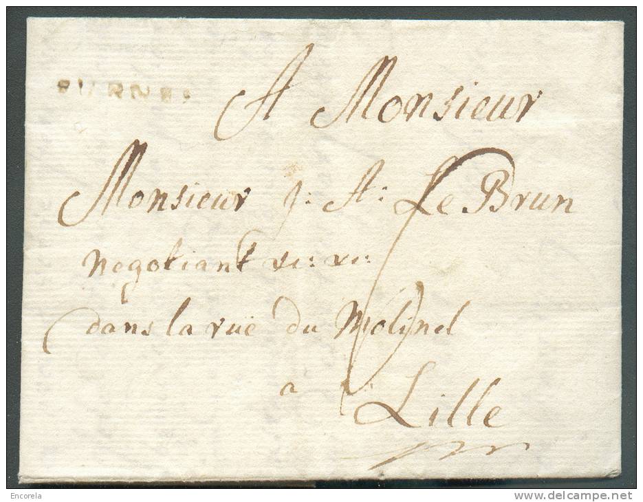 LAC De FURNES (griffe Brune En Creux)  Le 20 Mars 1779 Vers Lille; Port ´6´ Sols (encre).  TB  - 7270 - 1714-1794 (Oostenrijkse Nederlanden)
