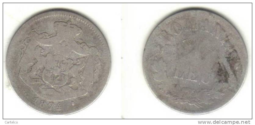 Romania 1 Leu 1874 Silver - Romania