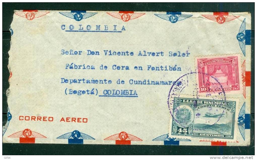 Lettre Vénézuela  Par Avion Caracas Pour Bogota ( Colombie)-  En 1941 - Au2614 - Venezuela