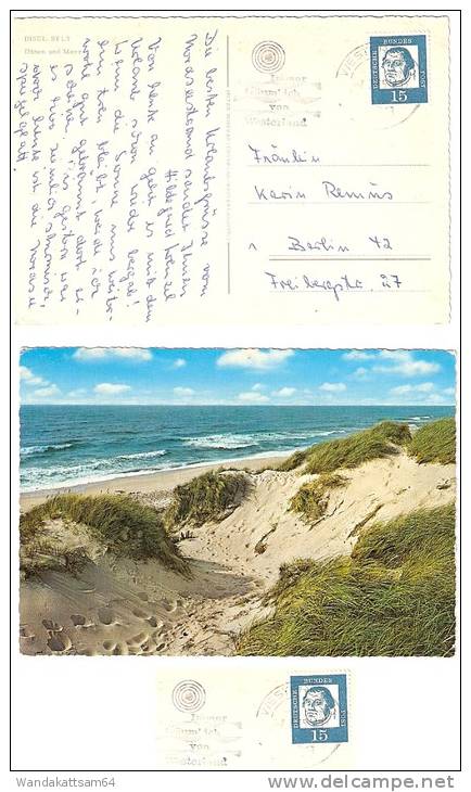 AK INSEL SYLT Dünen Und Meer -7. 7. 65 - 19 228 WESTERLAND Werbestempel Immer Träum Ich Von Westerland Nach Berlin - Sylt