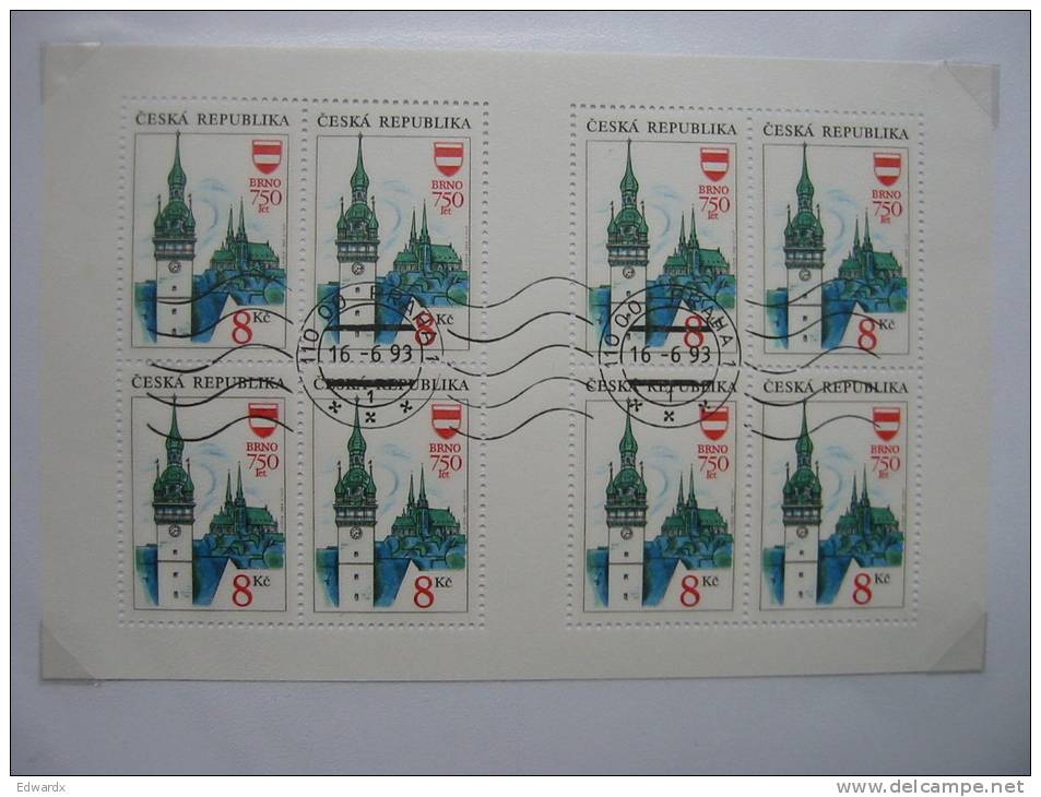 1993 750th Anniv Of Brno 8Kc X8 Used  Czech Republic MS Sheet Sheetlet - Used Stamps