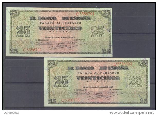 EDIFIL D31  "25 PTAS 20 DE MAYO DE 1938" - 25 Pesetas