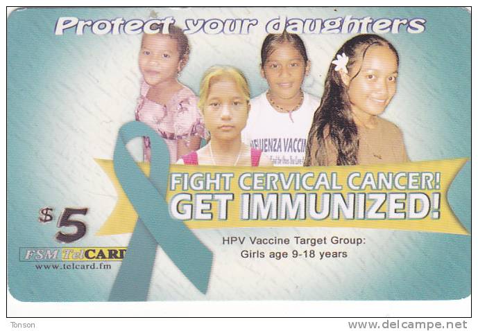 Micronesia, FSM-R-081, $5,Cervical Cancer, Protect Your Daughters,  2 Scans. - Micronesia