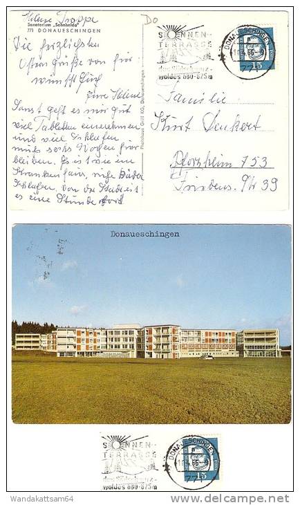 AK Sanatorium Sonnhalde 771 DONAUESCHINGEN 10. 4. 65 -- 9 771 DONAUESCHINGEN 1 N Nach Pforzheim - Donaueschingen