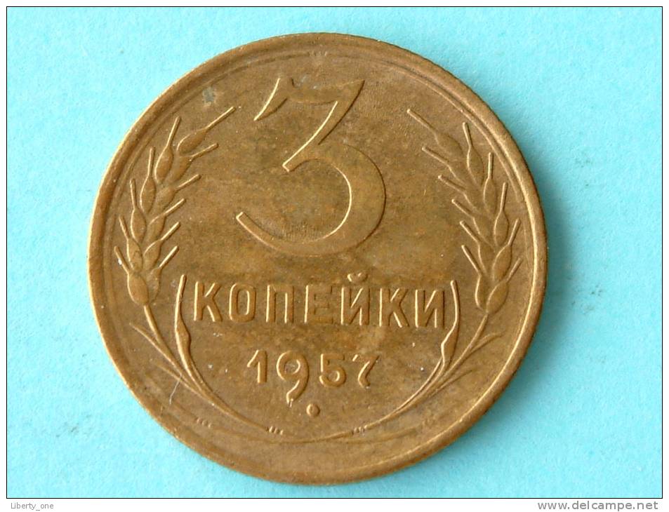 1957 - 3 KOPEKS / Y# 121 ( Uncleaned - For Grade, Please See Photo ) ! - Russie