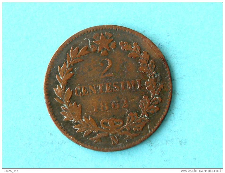 1862 N - 2 CENTESIMI / KM 2.2 ( Uncleaned - For Grade, Please See Photo ) ! - 1861-1878 : Victor Emmanuel II