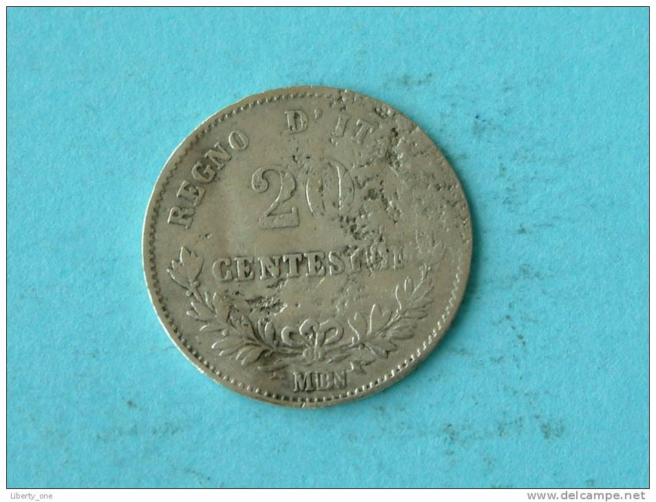 1863 ( Dunk ) MBN - 20 CENTESIMI / KM 13.1 ( Uncleaned - For Grade, Please See Photo ) ! - 1861-1878 : Victor Emmanuel II