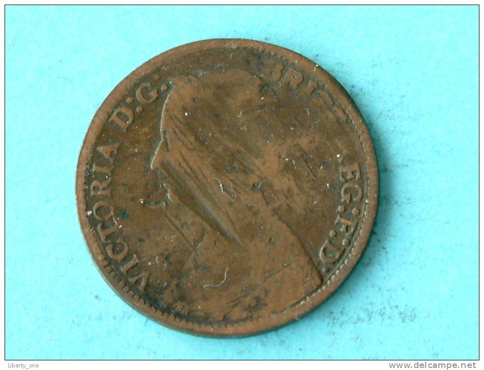 1860 - FARTHING / KM 474.2 ( Uncleaned - For Grade, Please See Photo ) ! - B. 1 Farthing