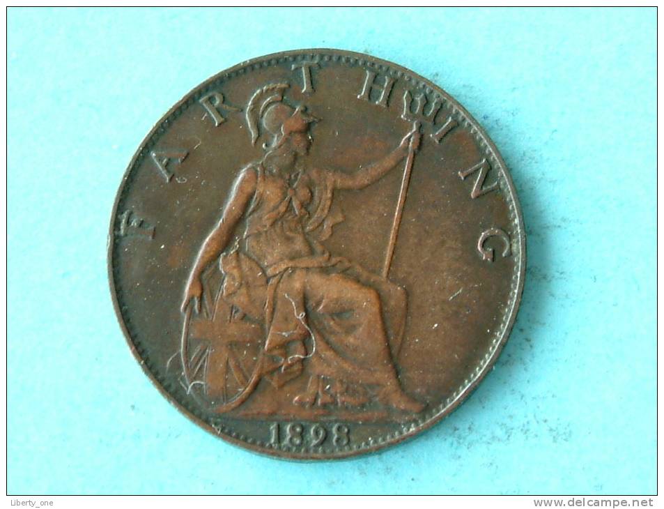 1898 - FARTHING / KM 788.2 ( Uncleaned - For Grade, Please See Photo ) ! - B. 1 Farthing