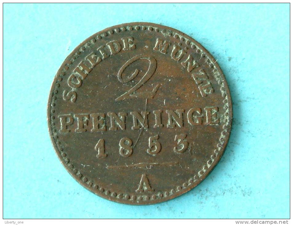 1853 A - 2 PFENNINGE / KM 452 ( Uncleaned - For Grade, Please See Photo ) ! - Petites Monnaies & Autres Subdivisions