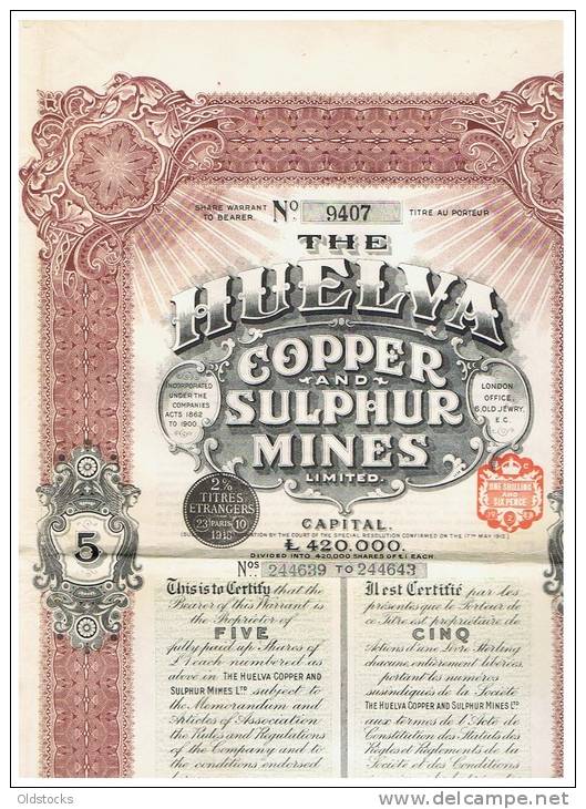 The Huelva Copper And Sulphur Mines Limited  (5) - Mines