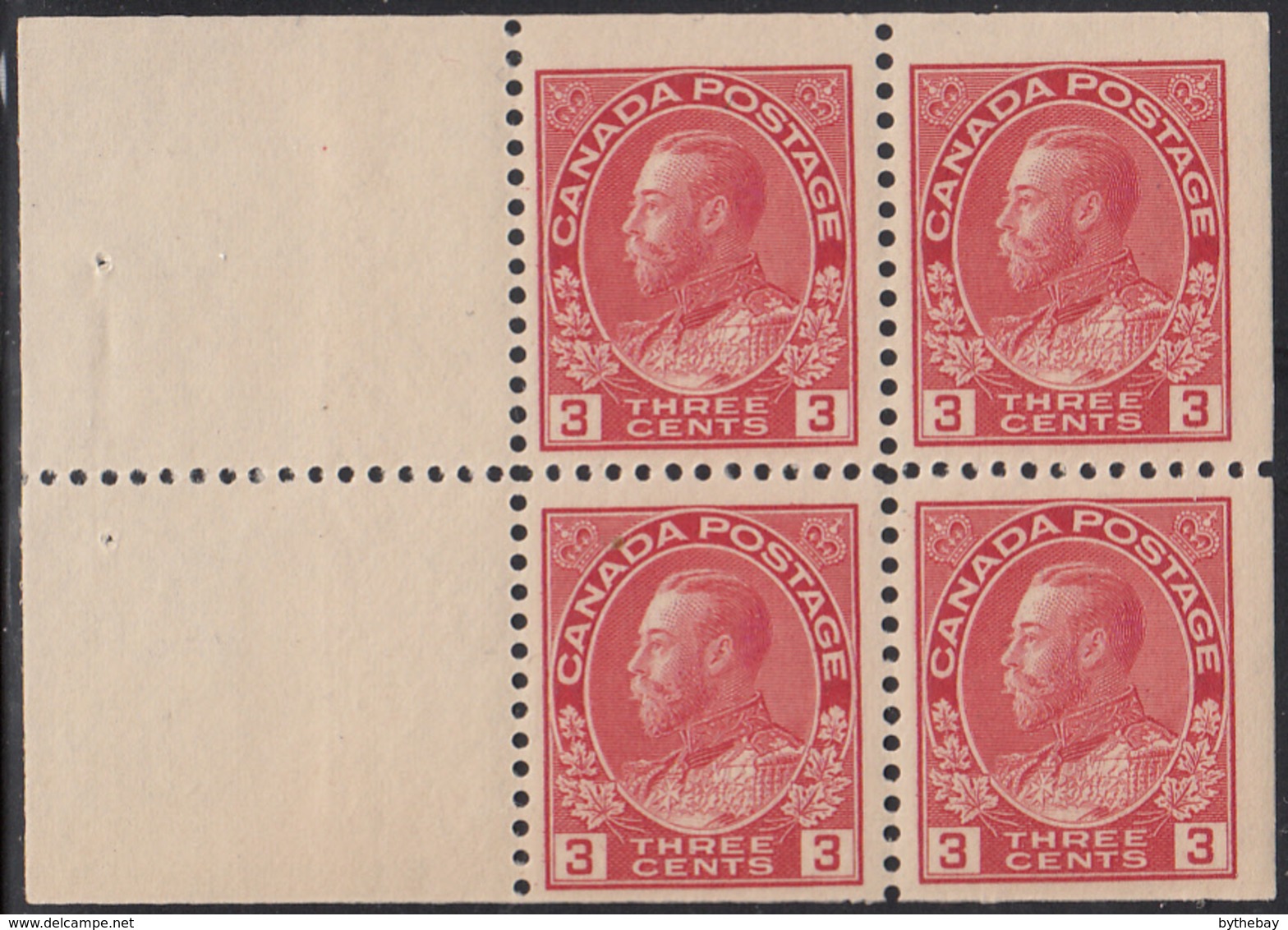 Canada Scott #109a MNH 3c Admiral Booklet Pane Of 4 - Heftchenblätter