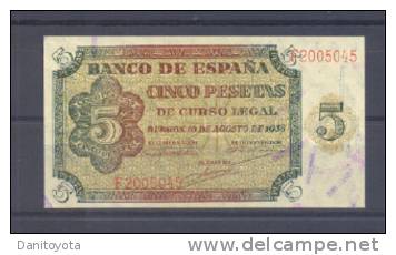 EDIFIL D36a "5 PTAS 10 AGOSTO DE 1938· - 5 Peseten