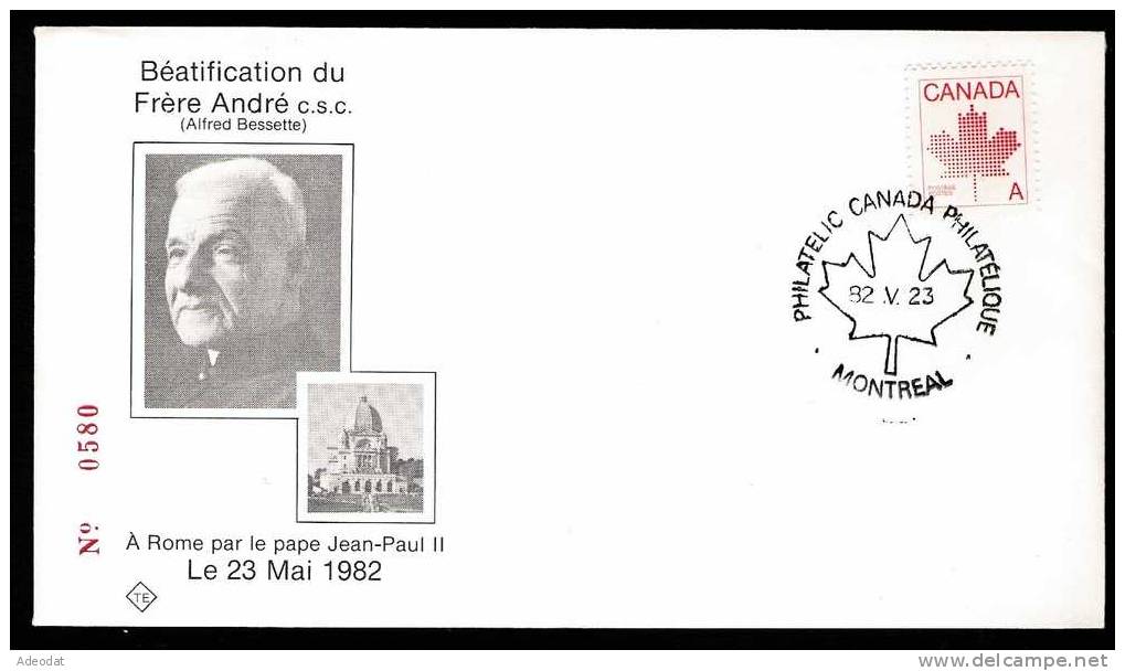 1-SAINT FRÈRE ANDRÉ FONDATEUR ORATOIRE SAINT-JOSEPH, MONTRÉAL CANADA PLI SOUVENIR 1982 - Enveloppes Commémoratives