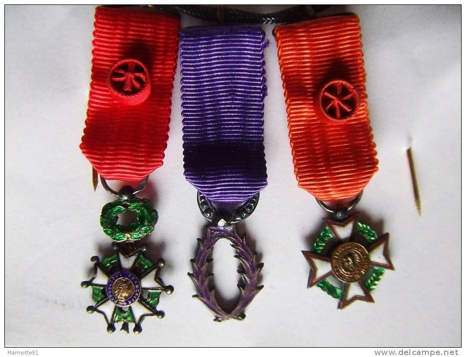 LOT MEDAILLE MINIATURE REDUCTION LEGION HONNEUR PALME ACADEMIQUE  COTE IVOIRE ??? - France