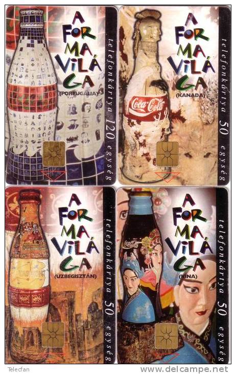 HONGRIE HUNGARY 4 CARDS SET SERIE 4 CARTES COCA COLA  A FOR MA VILA GA  UT - Alimentation