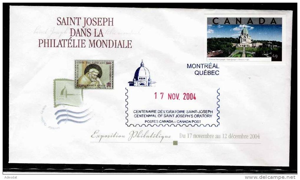 18-SAINT FRÈRE ANDRÉ FONDATEUR ORATOIRE SAINT-JOSEPH, MONTRÉAL CANADA PLI SOUVENIR 17 NOVEMBRE 2004 - Enveloppes Commémoratives
