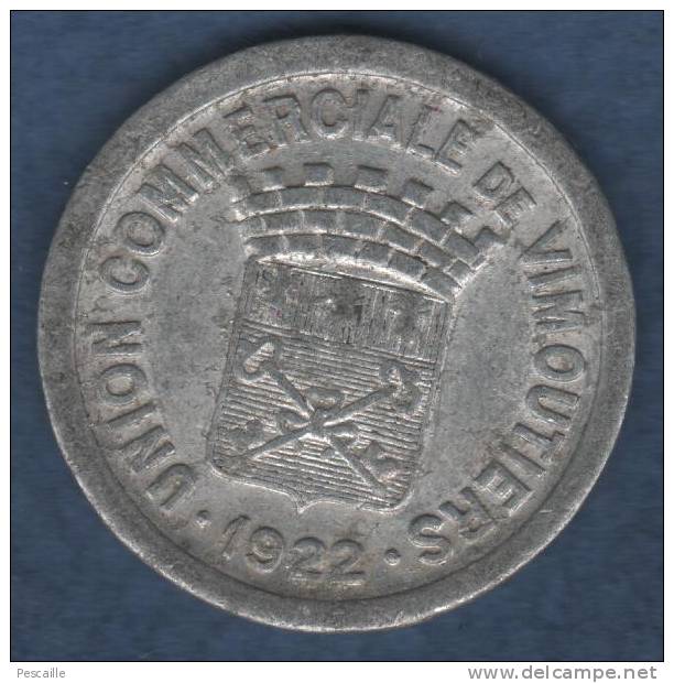 JETON UNION COMMERCIALE DE VIMOUTIERS - 1922 - 10 CENT. - Monétaires / De Nécessité