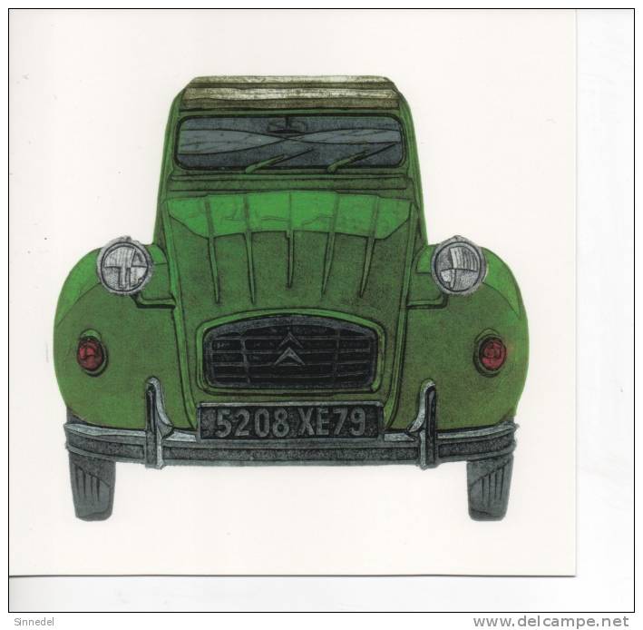 CARTE POSTAL FORMAT PLIABLE 16X16 CMS LA 2 CV CITROEN  PAR BARRY GOODMAN - Voitures De Tourisme