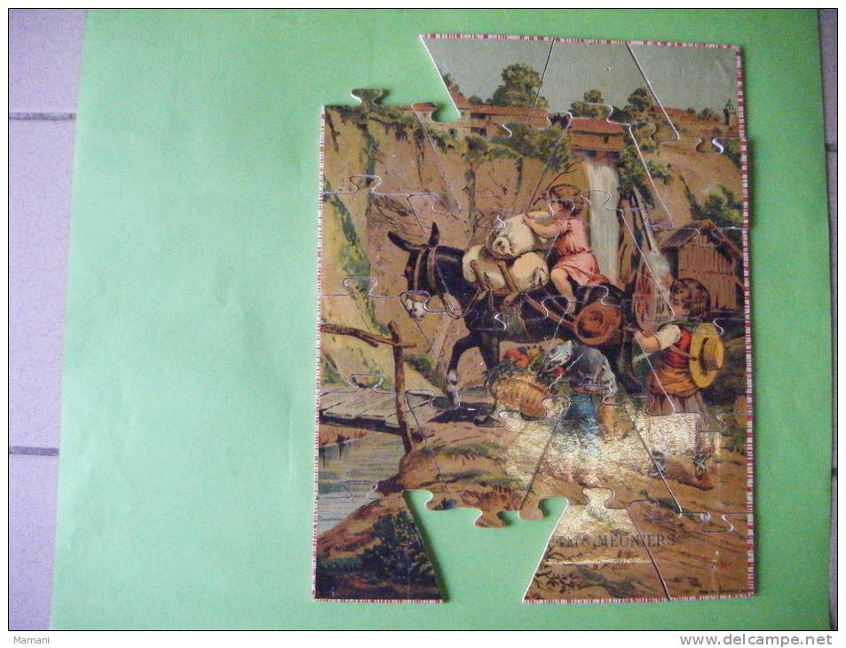 Puzzle Ancien Imcomplet Decor De Vitrine--theme Meunier-ane-combat-chien Des Montagnes-ane-JR Paris- Tourangelle Tours - Toy Memorabilia