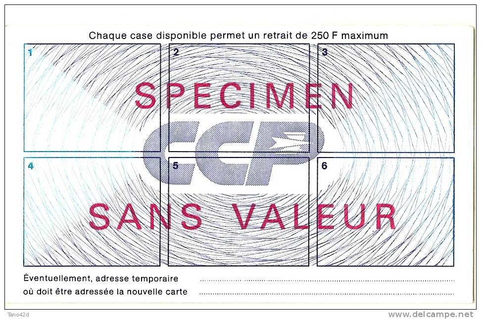 LBR32 - SPECIMEN SANS VALEUR DE CARTE DE PAIEMENT DES CHEQUES DE DEPANNAGE DES CCP - Ohne Zuordnung