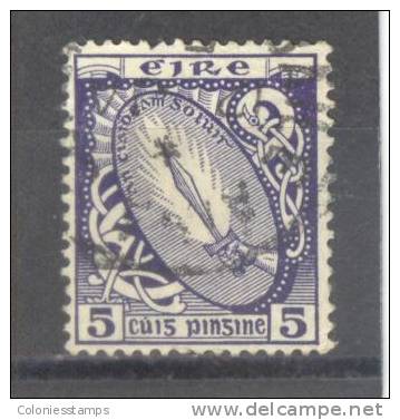 (SA1039) IRELAND, 1923 ("Sword Of Light", 5p., Deep Violet). Mi # 47. Used Stamp - Oblitérés