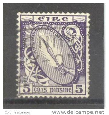 (SA1037) IRELAND, 1923 ("Sword Of Light", 5p., Deep Violet). Mi # 47. Used Stamp - Gebraucht