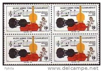 1984 NORTH CYPRUS VISIT OF THE GERMAN NURNBERG CHAMBER ORCHESTRA BLOCK OF 4 MNH ** - Neufs