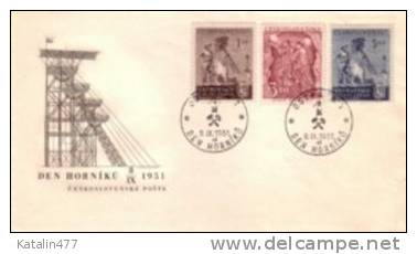 1951.Czechoslovakia- Mining Day - Set, FDC, - FDC