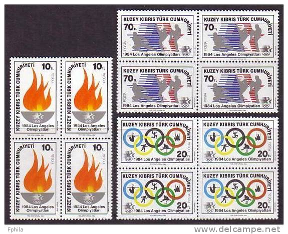 1984 NORTH CYPRUS LOS ANGELES OLYMPIC GAMES BLOCK OF 4 MNH ** - Neufs