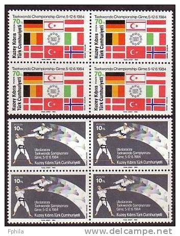 1984 NORTH CYPRUS EUROPEAN TAEKWONDO CHAMPIONSHIP GIRNE BLOCK OF 4 MNH ** - Unused Stamps