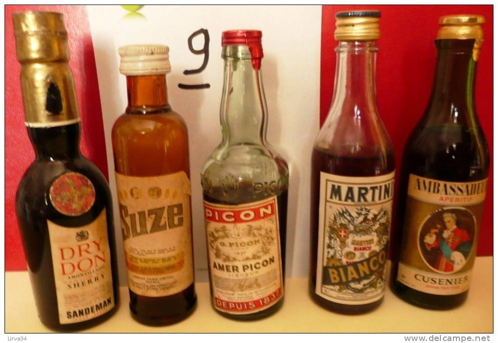 LOT DE 5 MIGNONNETTES- MINI BOTTLES- CERTAINES SONT TRES ANCIENNES- SÉLECTION : BOISSONS APÉRITIVES - Mignonnettes