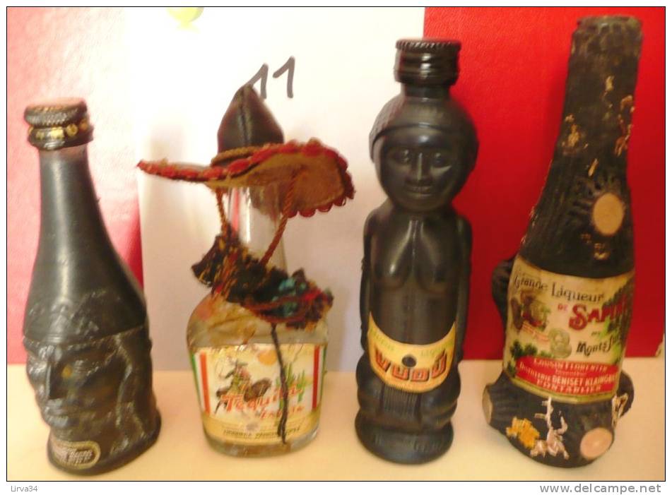 LOT DE 4 MIGNONNETTES FANTAISIES- MINI BOTTLES- CERTAINES SONT TRES ANCIENNES- SÉLECTION : BOISSONS ÉTRANGERES - Miniatures