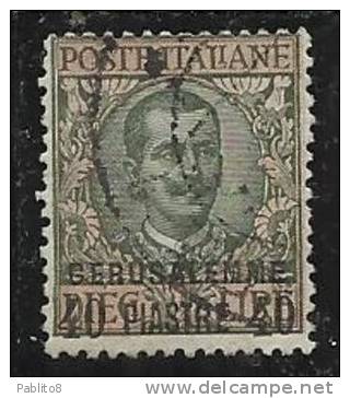 LEVANTE: GERUSALEMME 1909 - 1911 PIASTRE 40pi SU 10 LIRE USATO USED OBLITERE' - Bureaux D'Europe & D'Asie