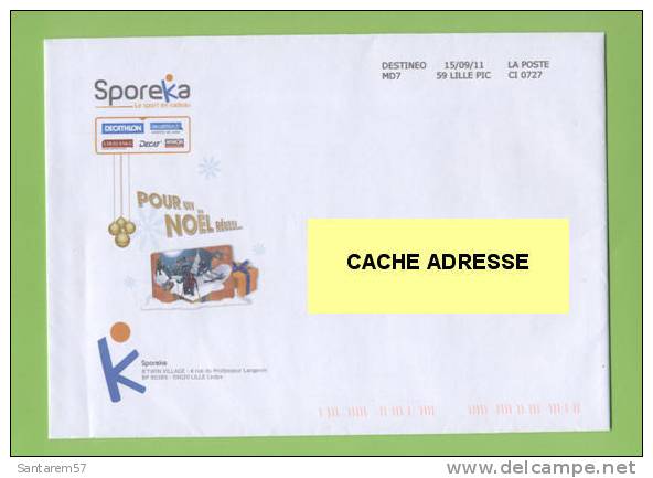 Enveloppe Envelope SPOREKA Le Sport En Cadeau Carte Cadeau 15/09/2011 Destineo FRANCE - Briefe U. Dokumente
