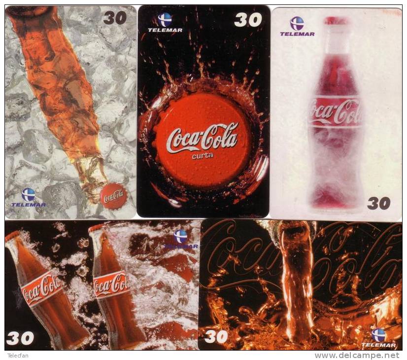 BRESIL BRASIL SERIE SET 5 CARTES CARDS COMPLET COCA COLA COKE NUMEROTE VERSO UT SUPERBE - Alimentation