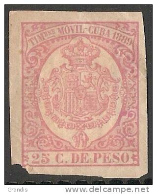 Cuba 1889 Tim.Movil 25 C.de Peso - Cuba (1874-1898)