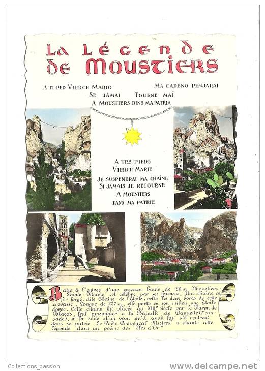Cp, Contes, Fables Et Légendes, La Légende De Moustiers-Sainte-Marie, Voyagée 1950 - Contes, Fables & Légendes