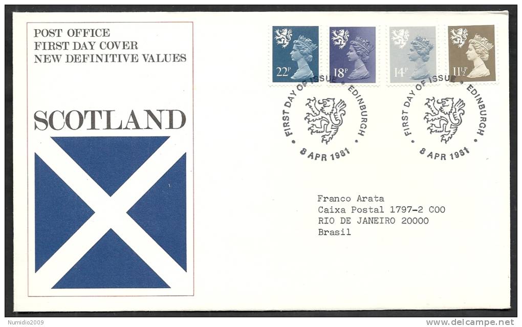 1981 GB FDC SCOTLAND NEW DEFINITIVE VALUES - 006-002 - 1981-1990 Em. Décimales