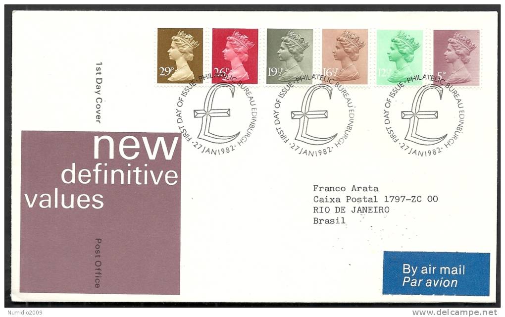 1982 GB FDC NEW DEFINITIVE VALUES 27 JAN - 006 - 1981-1990 Em. Décimales