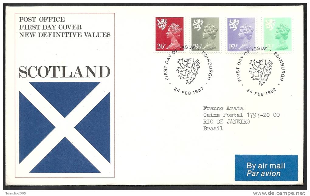 1982 GB FDC SCOTLAND NEW DEFINITIVE VALUES 24 FEB - 006 - 1981-1990 Em. Décimales